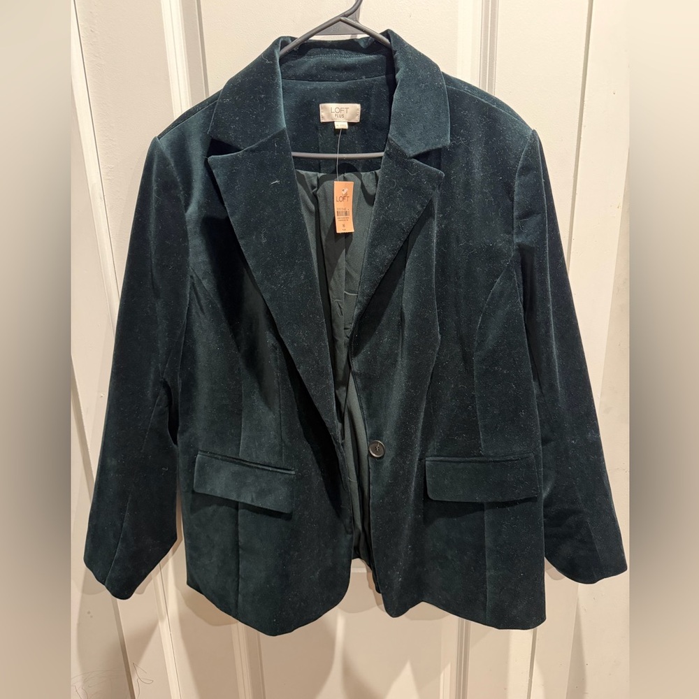 LOFT Deep Green Velvet Blazer Size 16 Plus